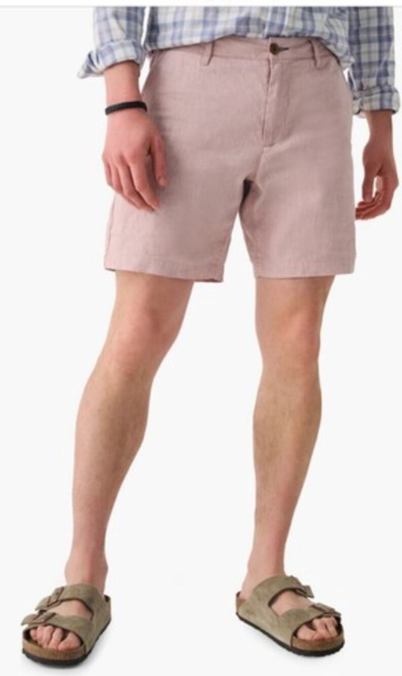 Faherty Men's Linen Chino Shorts Size 32 Pink Flat Front High Rise Cotton Blend
